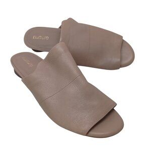 Nurture Shoes Beige Leather Open Toe Slip On Mule Slides Womens 9 M